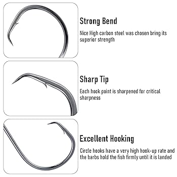 Circle Fishing Hooks 10/0 - 6 Strong Offset Pike Cod Pollock Ray Big Sea Fish