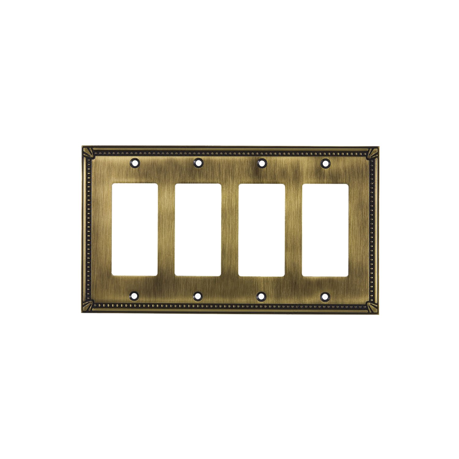 Rok Hardware Wall Light Decora Switch Plate Outlet Cover Rocker Toggle GFCI Traditional Antique Gold 4 Gang