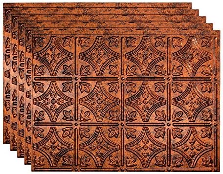 FASÄDE Traditional Style/Pattern 1 Decorative Vinyl 18in x 24in Backsplash Panel in Moonstone Copper (5 Pack)