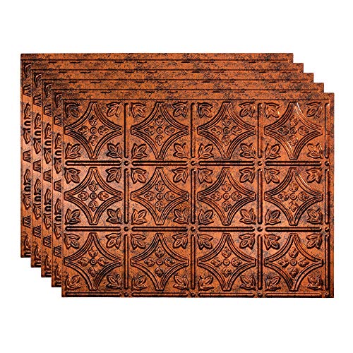 Fasäde Traditional Style/Pattern 1 Decorative Vinyl 18In X 24In Backsplash Panel In Moonstone Copper (5 Pack) #TOP12