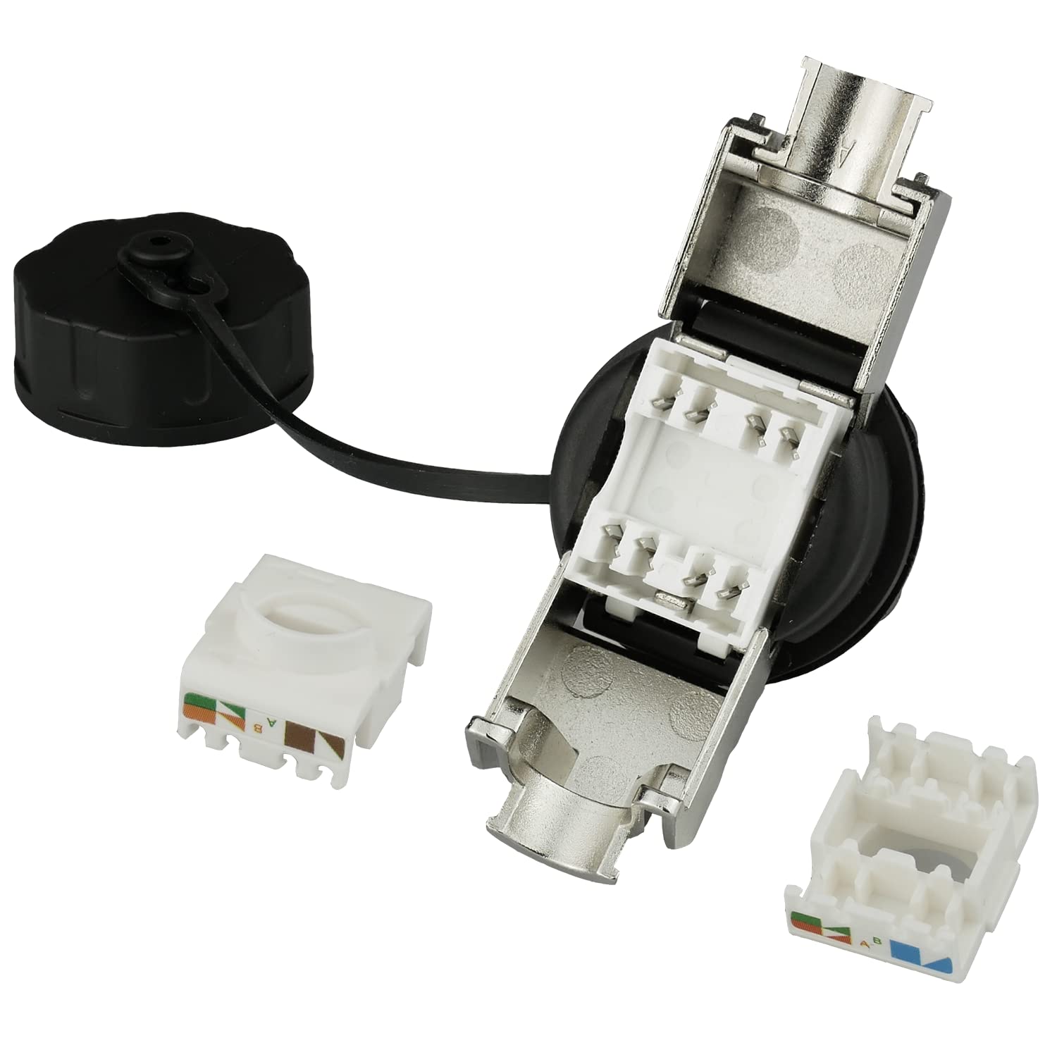 AIXONTEC 10 x IP 68 Cat6A RJ45 Netzwerk Buchse Frontpanel mounted Ethernet LAN Verbinder RJ-45 Jack 10 Gigabit Verbindungs Module Cat.7 Cat.6 Cat.8 Patch Kabel werkzeuglos