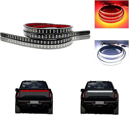 Miniatura 7 de Sylvil Barra de luz para puerta trasera de camión de 59 pulgadas, tira de luz LED de triple fila con freno rojo, luces direccionales ámbar inversas