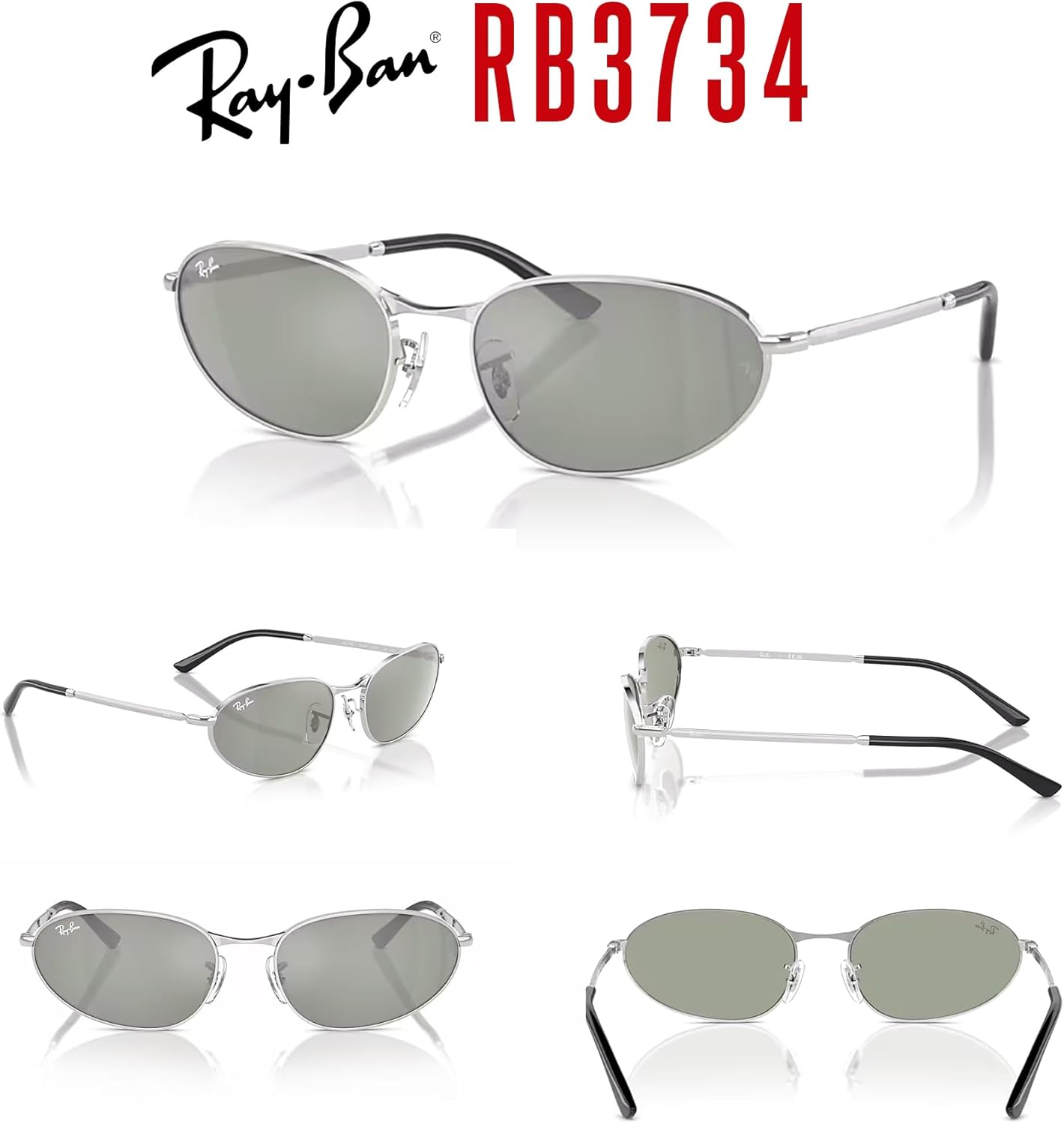 Ray-Ban RB3734 Oval Sunglasses for Men for Women +BUNDLE with ACCESSORY EYEWEAR KIT
