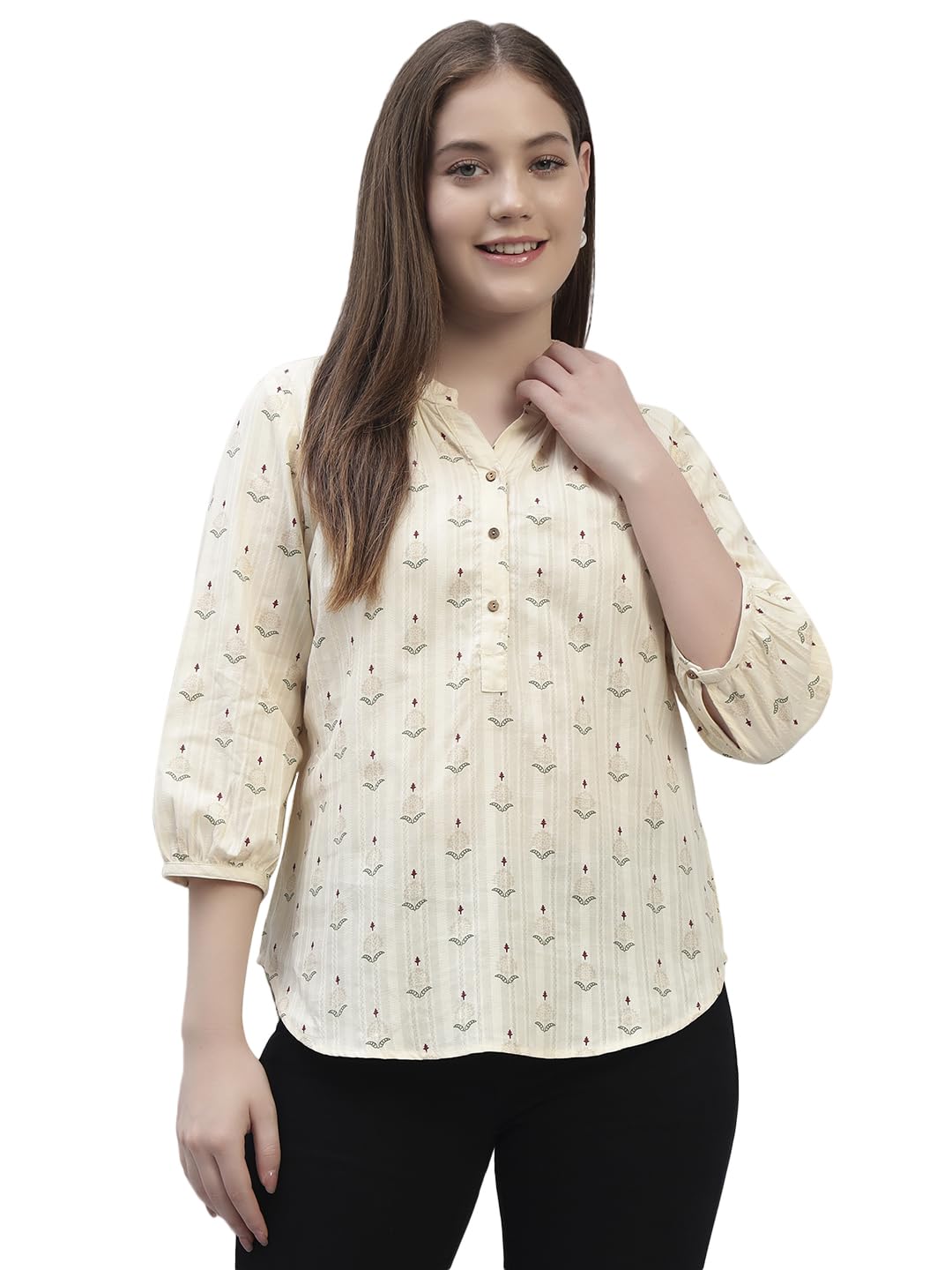cantabil Women's Printed 3/4th Sleeves Round Neck Casual Tunic (P_LTNC00116)-picture-46