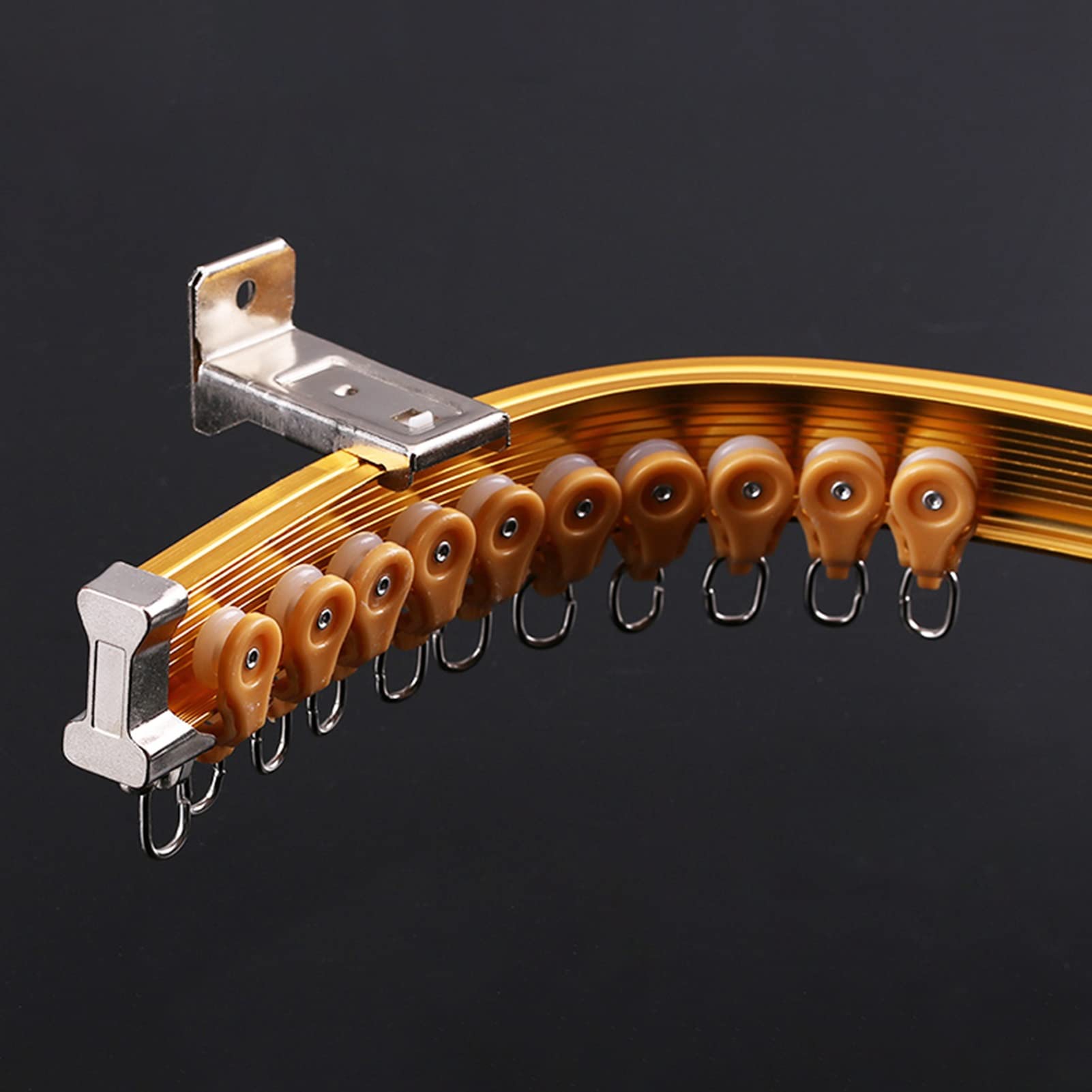 SFNIOKFG Bendable Curtain Track System, Ceiling/Wall Mount Gold Curtain Rods, Home Bathroom Campervan Curtain Rail, Mute Rollers & Fittings Included (Color : Wall Mount, Size : 400cm/13ft)