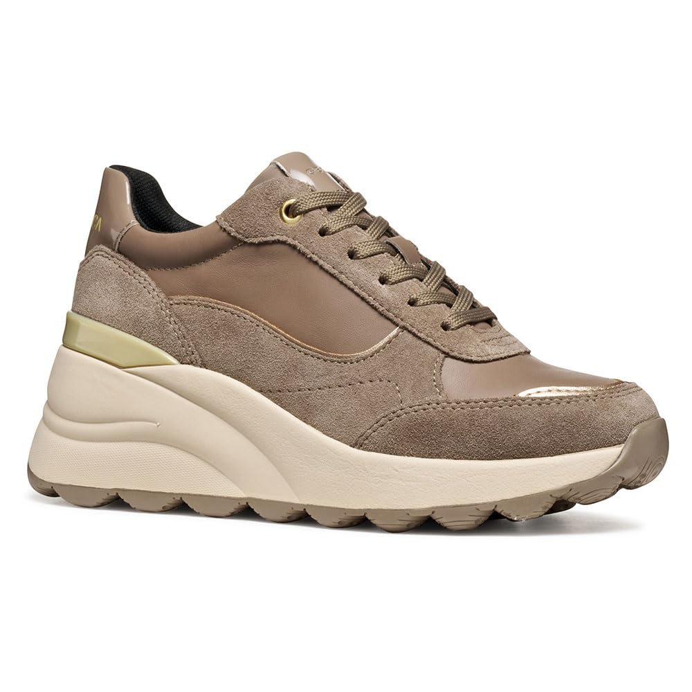 Geox Women's D SPHERICA EC13 Trainers, Beige, 41 EU, Beige, 7.5 UK
