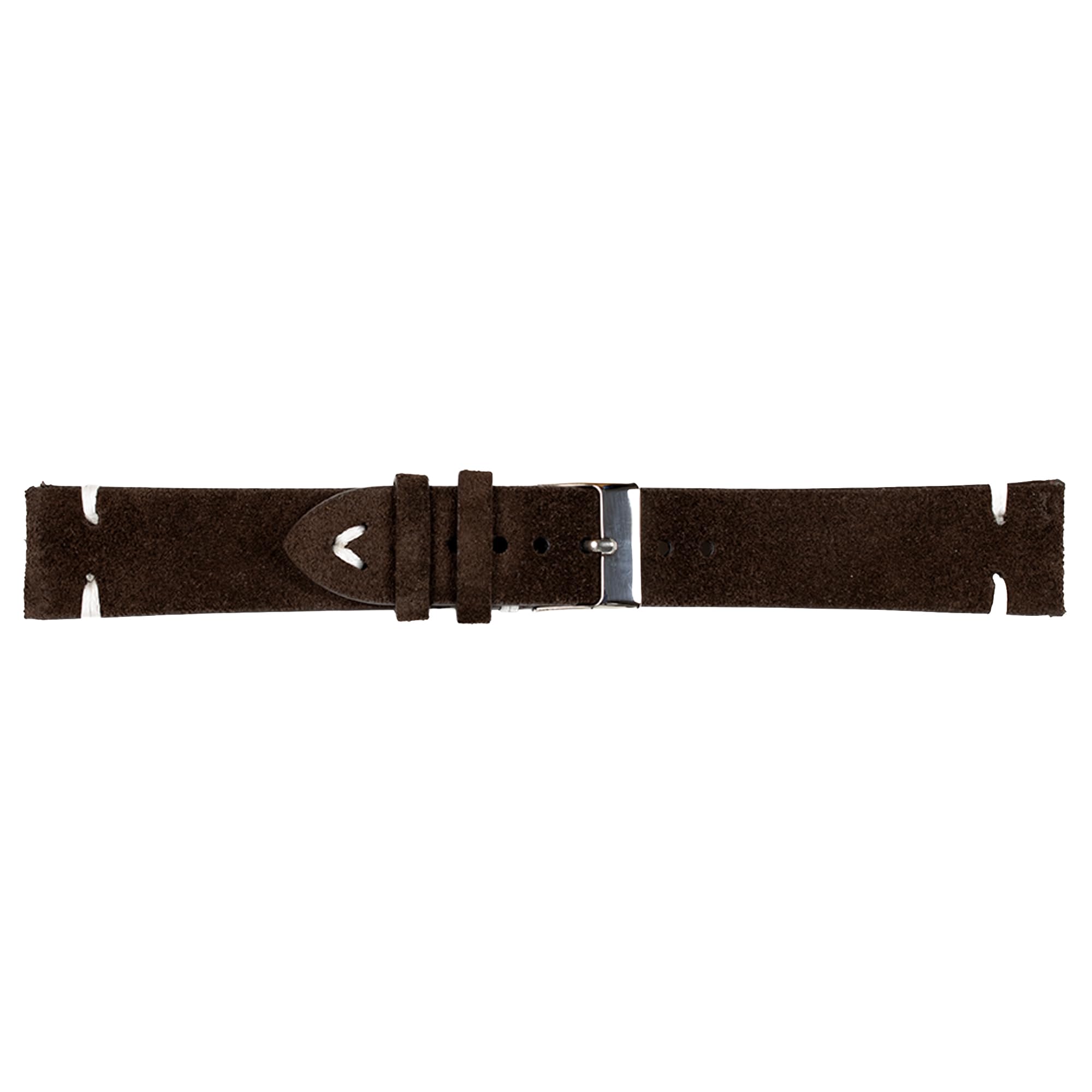 Cinturino orologio scamosciato marrone scuro in pelle scamosciata 18mm 20mm 22mm 24mm da uomo testa di moro con cuciture bianche esercito vintage caffè scamosciato a sgancio rapido