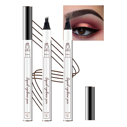 Miniatura 1 de Juego de 2 lápices de cejas 3D  Maquillaje de ojos Micro 4 puntos para cejas Lift & Snatch Kit de lápiz de cejas con 3 plantillas de cejas de larga