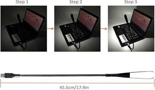 Miniatura 7 de Lámpara USB regulable, luz de teclado flexible, mini luz USB para portátil (14 cuentas LED, brillo ajustable de 3 niveles, interruptor táctil de