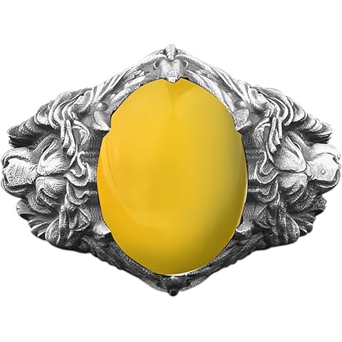 BySilverStone - Carnelian Silver Men Ring in Sterling Silver, Carnelian Leo Zodiac Sign Ring for Men, Oval Red Stone Rings with Engraved Lion on Side, Gift for Dad