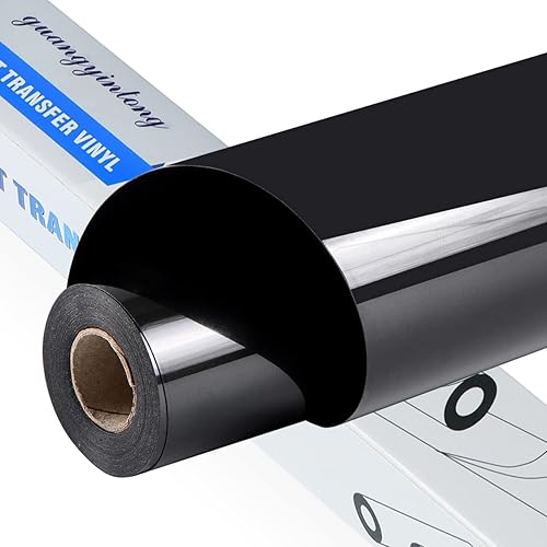 Guangyintong Rollos de vinilo de transferencia de calor, vinilo negro brillante para planchar de 12 pulgadas x 20 pies para camisetas, fácil de