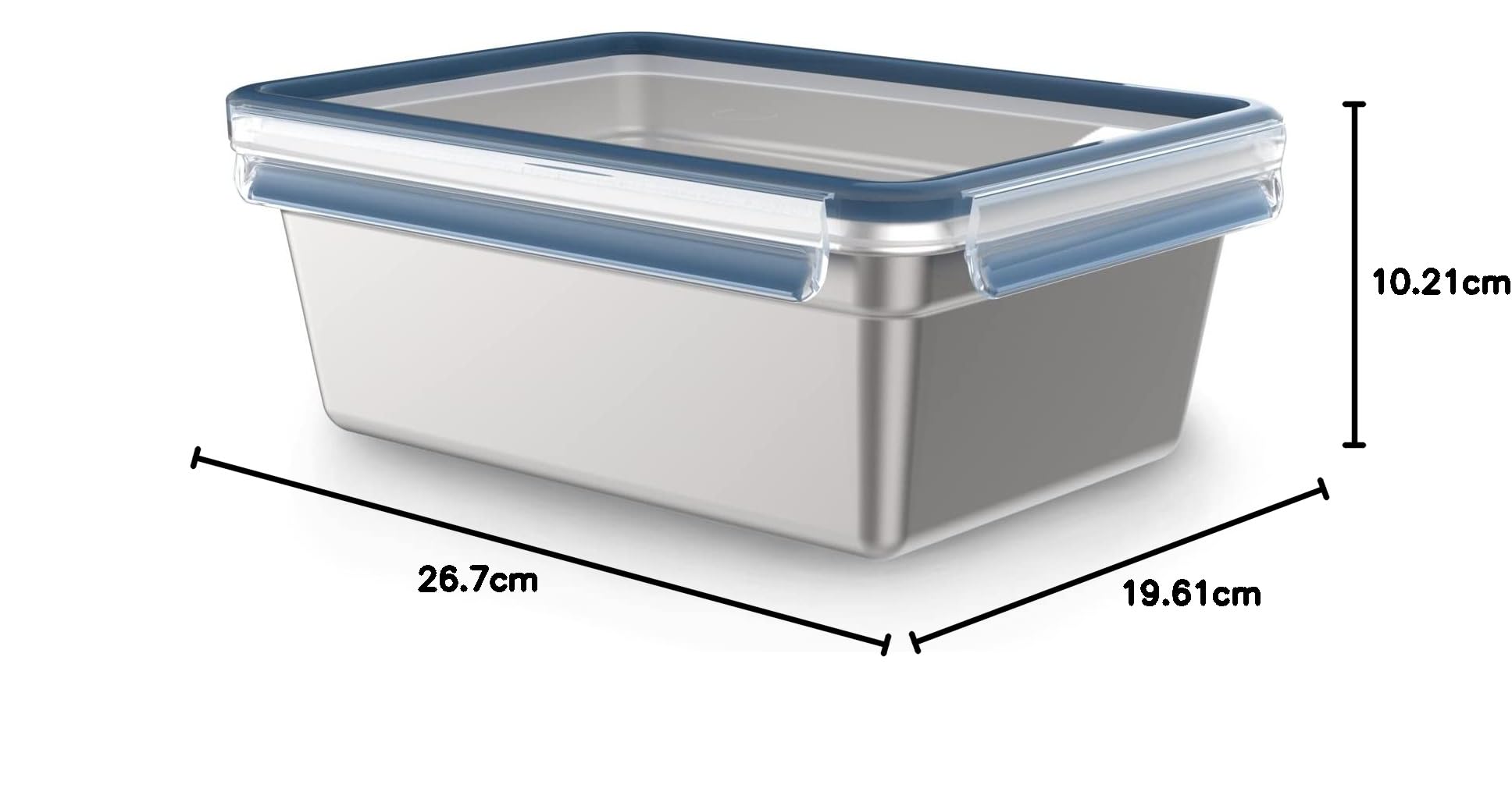 EMSA Clip&Close Inox - Caja de conservación (3 L, ligera e higiénica, acero inoxidable 304, impermeable, compatible con congelador, horno, lavavajillas, tapa de clip, tecnología alemana N1150700