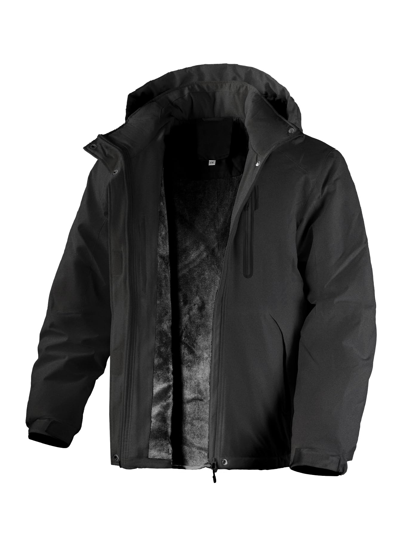 Chaqueta de invierno impermeable para hombre con forro polar y capucha extraíble