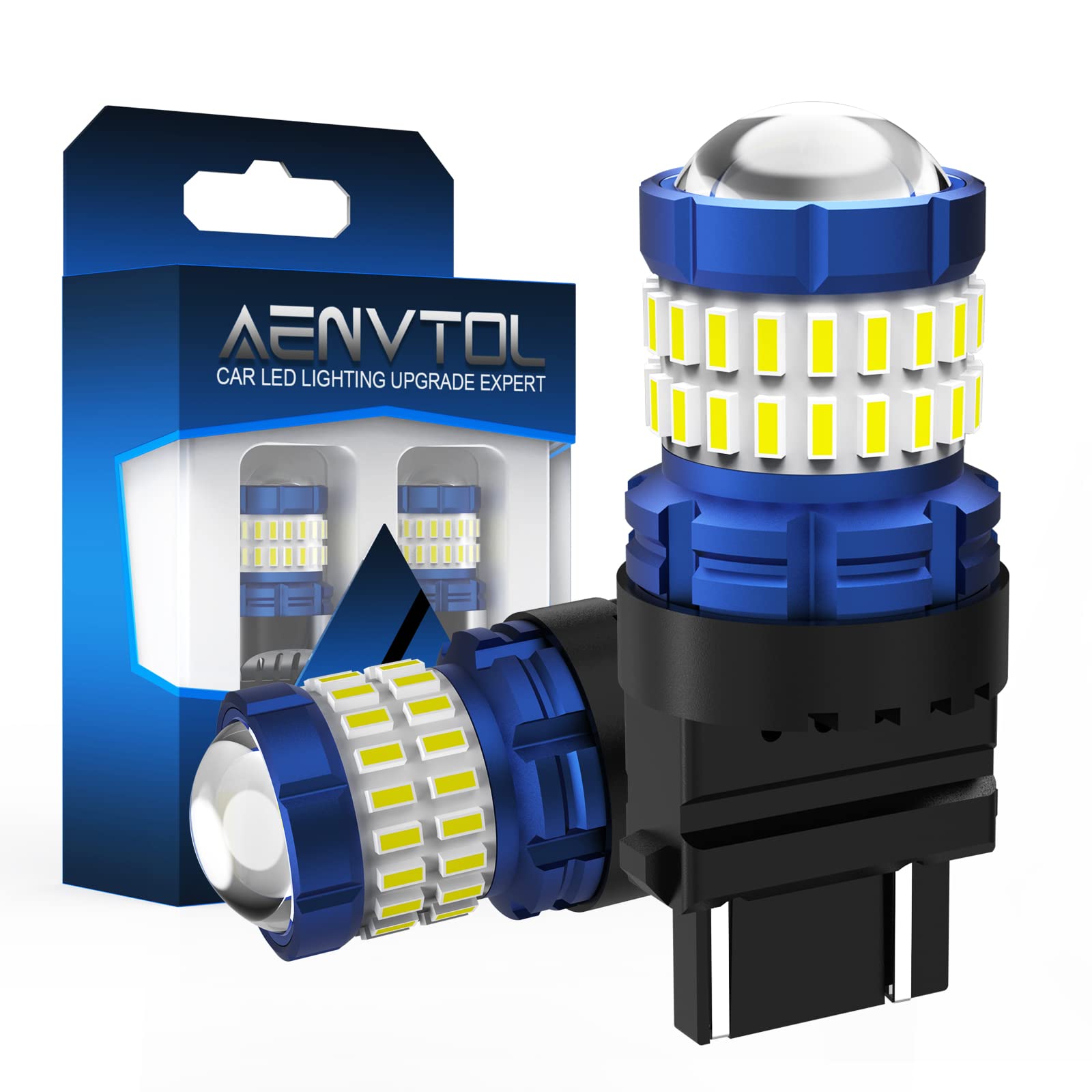 Photo 1 of AENVTOL 3157 LED Bulbs for Reverse Light, Unique Hollow-Carved Heat Dissipation, Super Bright 6000K White with Projector, 3156 3057 4157 Bulb for Backup,Turn Signal, Parking, Tail Lights, Pack of 2