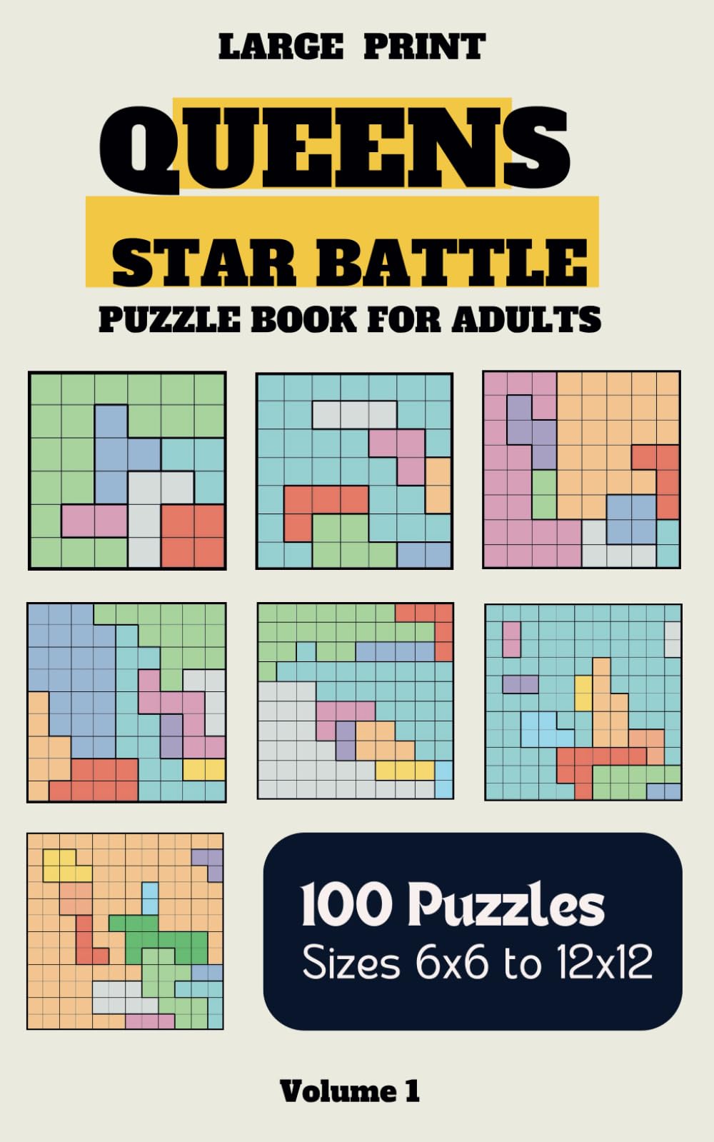 Large Print Queens Star Battle Puzzle Book For Adults