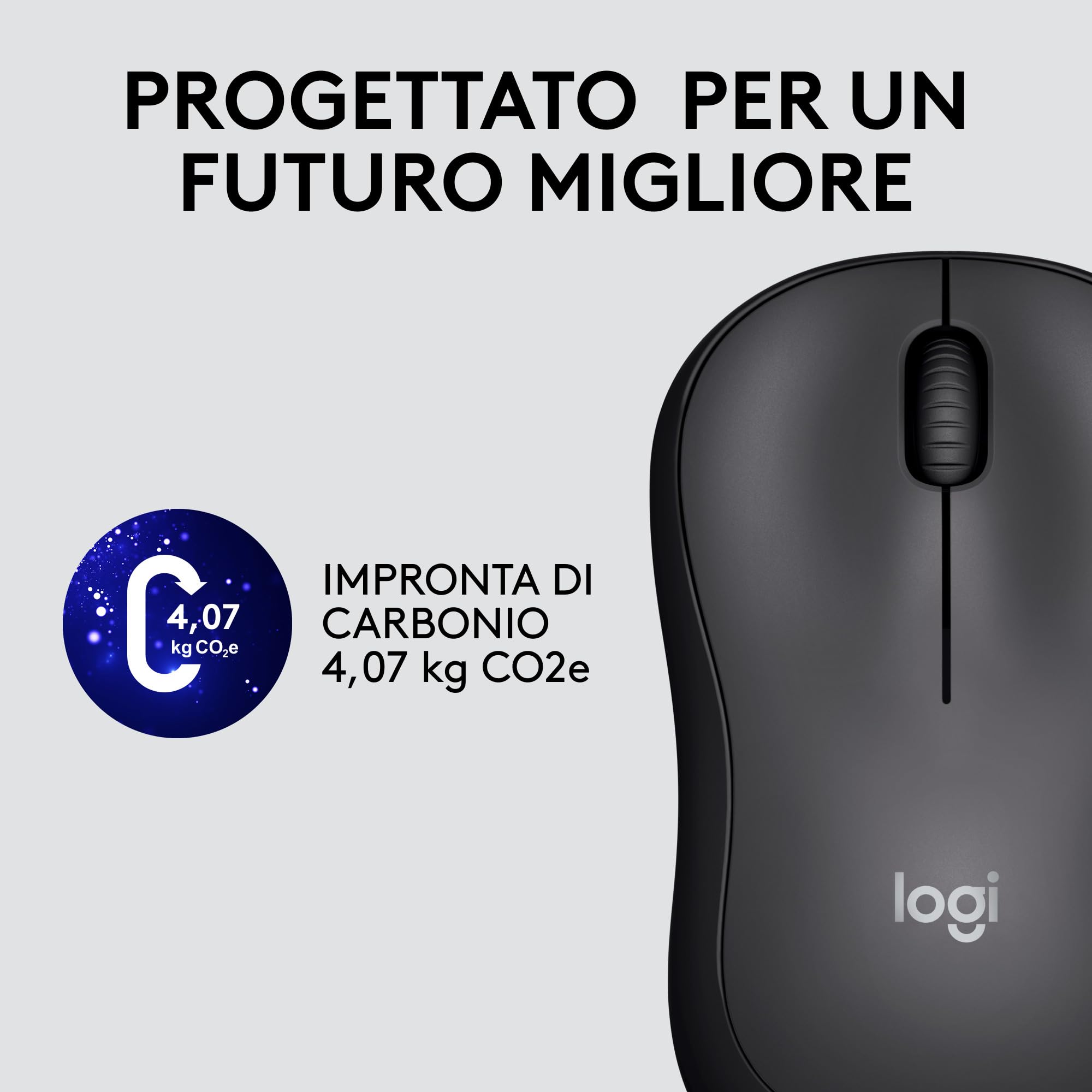 Logitech M220 SILENT Mouse Wireless, 2,4 GHz con Ricevitore USB, Tracciamento Ottico 1000 DPI, Durata Batteria di 18 Mesi, Ambidestro, Compatibile con PC, Mac, Laptop - Grigio