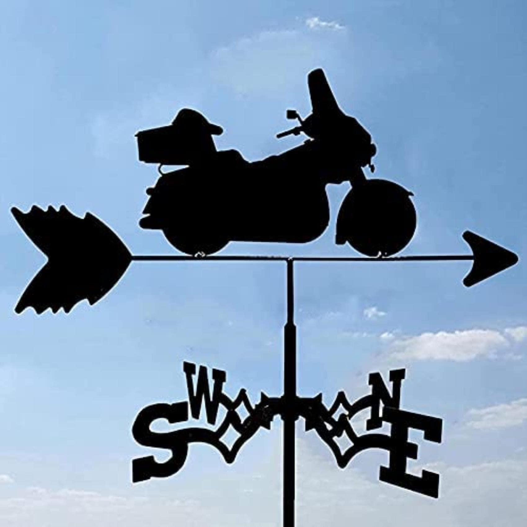 Stainless Steel Weather Vane Durable Fish Motorcycles Dolphins Cars Silhouettes Retro Farm Scene Garden Stake Weathervane Weathercock Professional Measuring Tools (Color : Motorcy