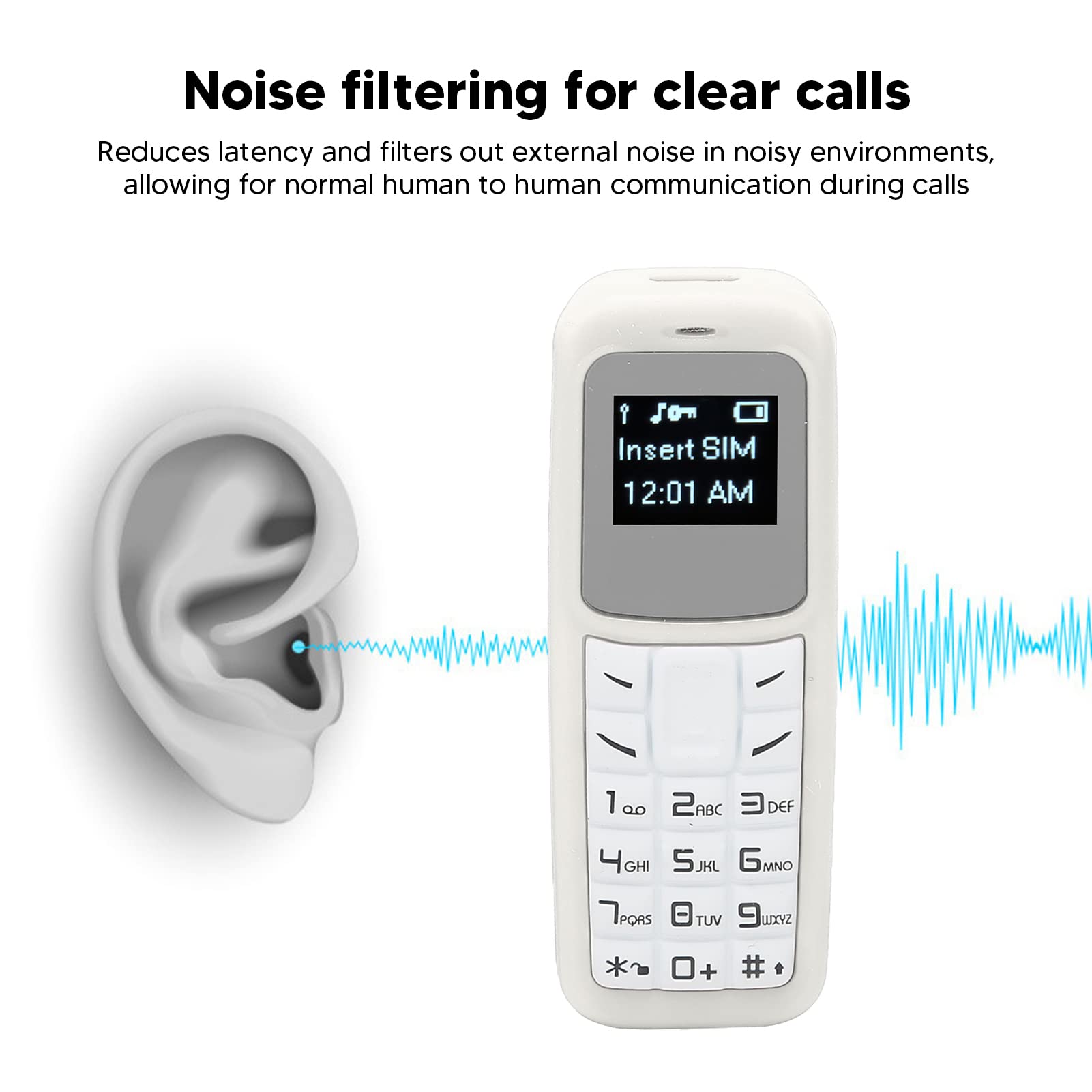 Mini Mobiele Telefoon, Kleine Mobiele Telefoon Bluetooth-headsetkiezer met Oorhaakondersteuning SIM Mp3, 2G Wereldwijd 0,66 Inch (Zwart