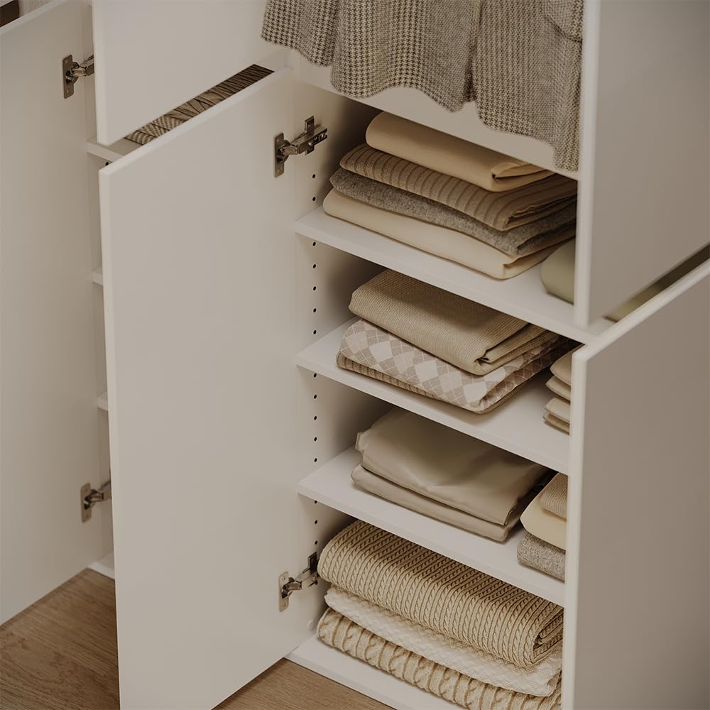 Vicco Armoire à vêtements Claus, Blanc, 111x191.5cm | avec 6 portes, pour le rangement des vêtements et des accessoires