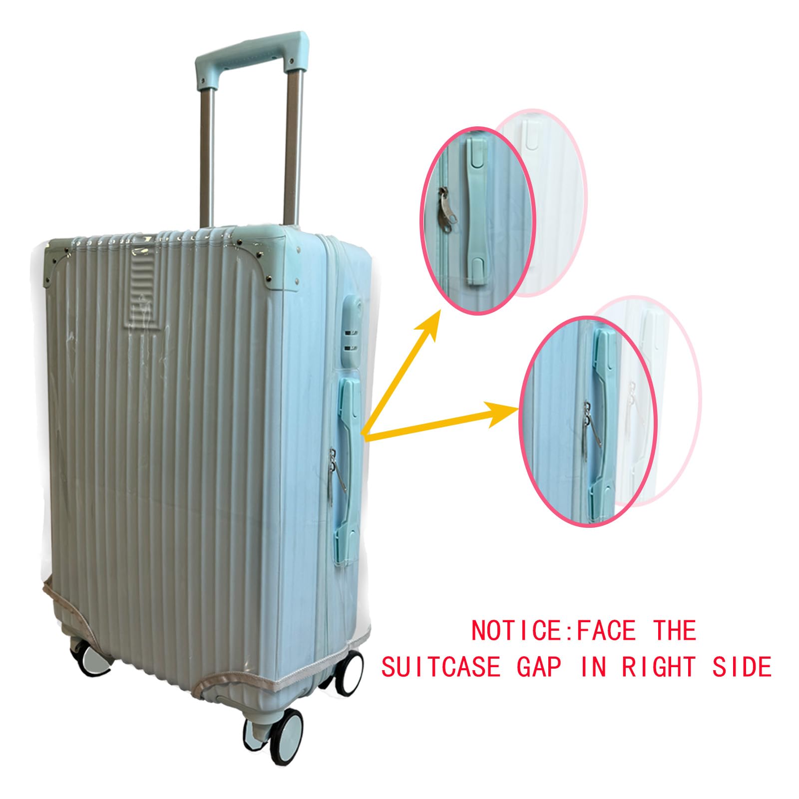 Funda de equipaje de PVC grueso para maleta, protector transparente para tapa de maletero, impermeable y resistente a los arañazos, transparente(full clear), Set 20/24/28inch, Totalmente