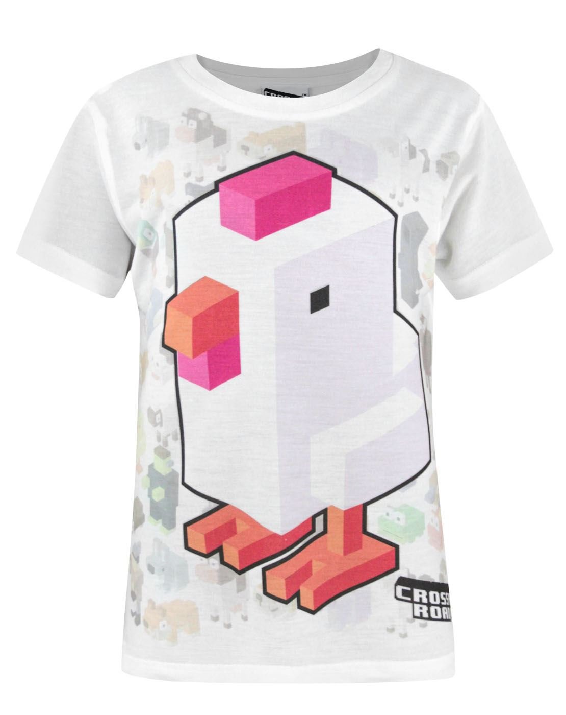 Vanilla Underground Girls White Crossy Road Sublimation Short Sleeved T-Shirt - 9-11 Years