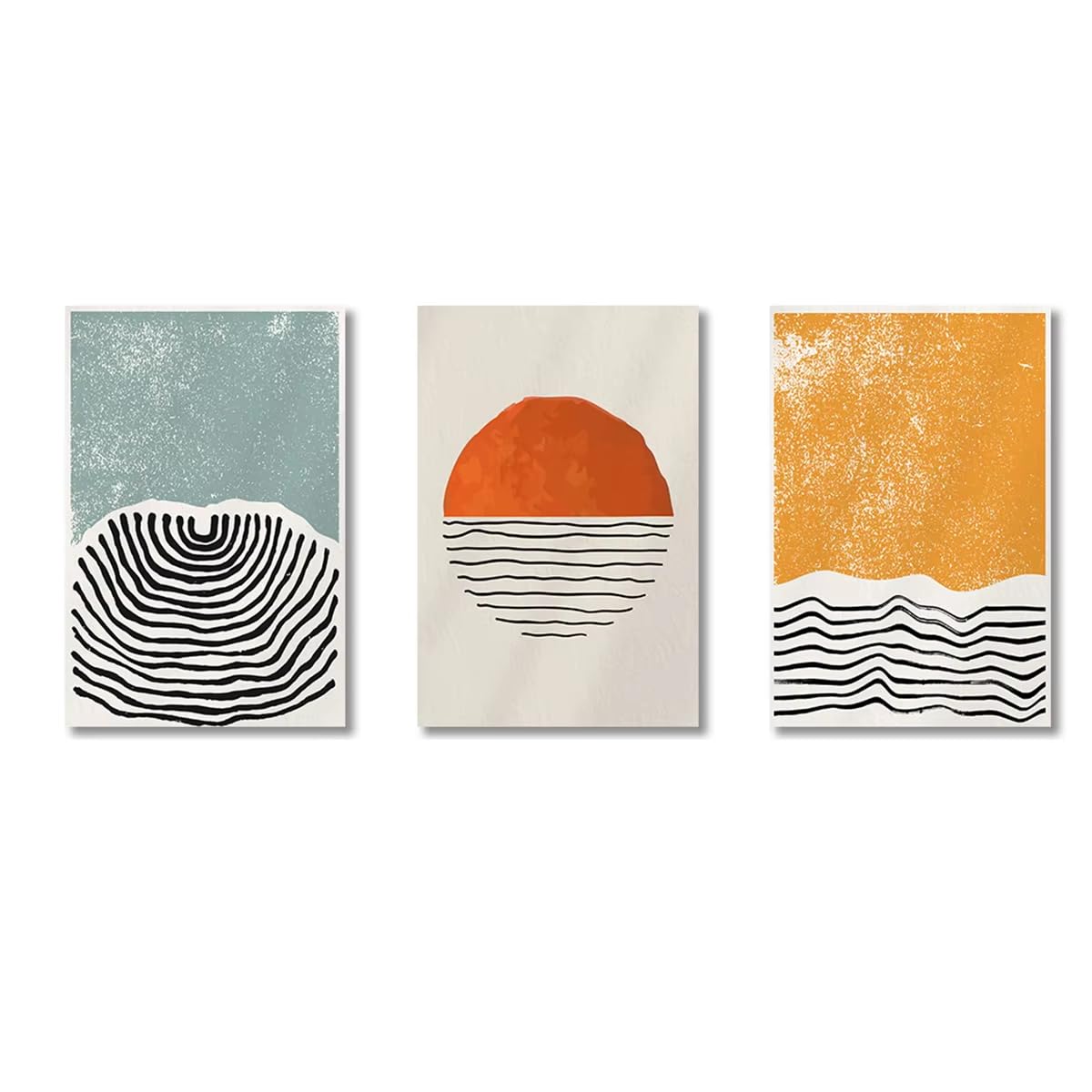 AEFOUU 3pcs Geometric Lines Exhibition Canvas Print Poster Modern Minimalist Aesthetic Bedroom Home Decor Art Pictures(30x42cm/12x17in/Frameless)