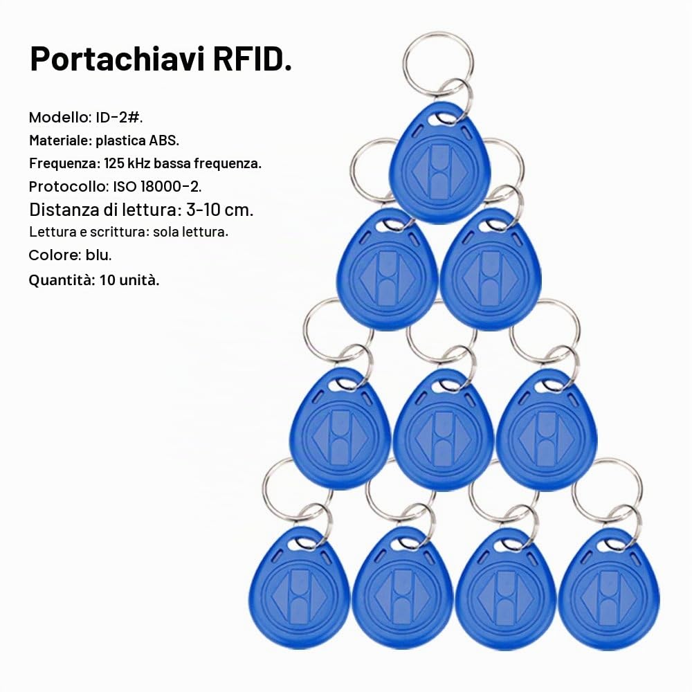 LIBO Controller Tastiera di Controllo Accessi per Sistema di Ingresso Porta Singola, Compreso 10pcs 125KHz RFID Portachiavi con Copertura Antipioggia