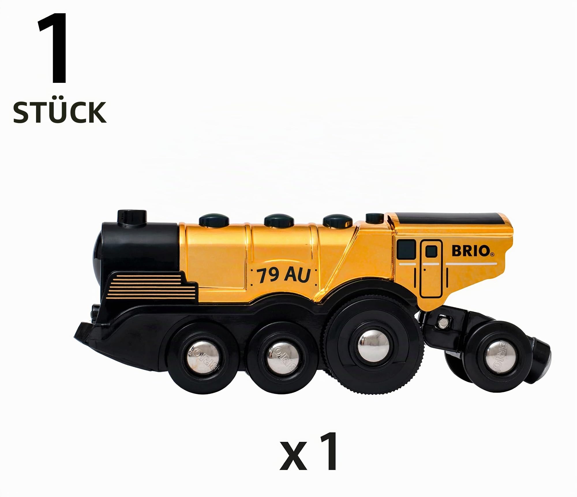 BRIO World 33630 - Goldene Batterielok mit Licht und Sound & World 33592 Rote Lola elektrische Lok - Batterie-Lokomotive mit Licht & Sound
