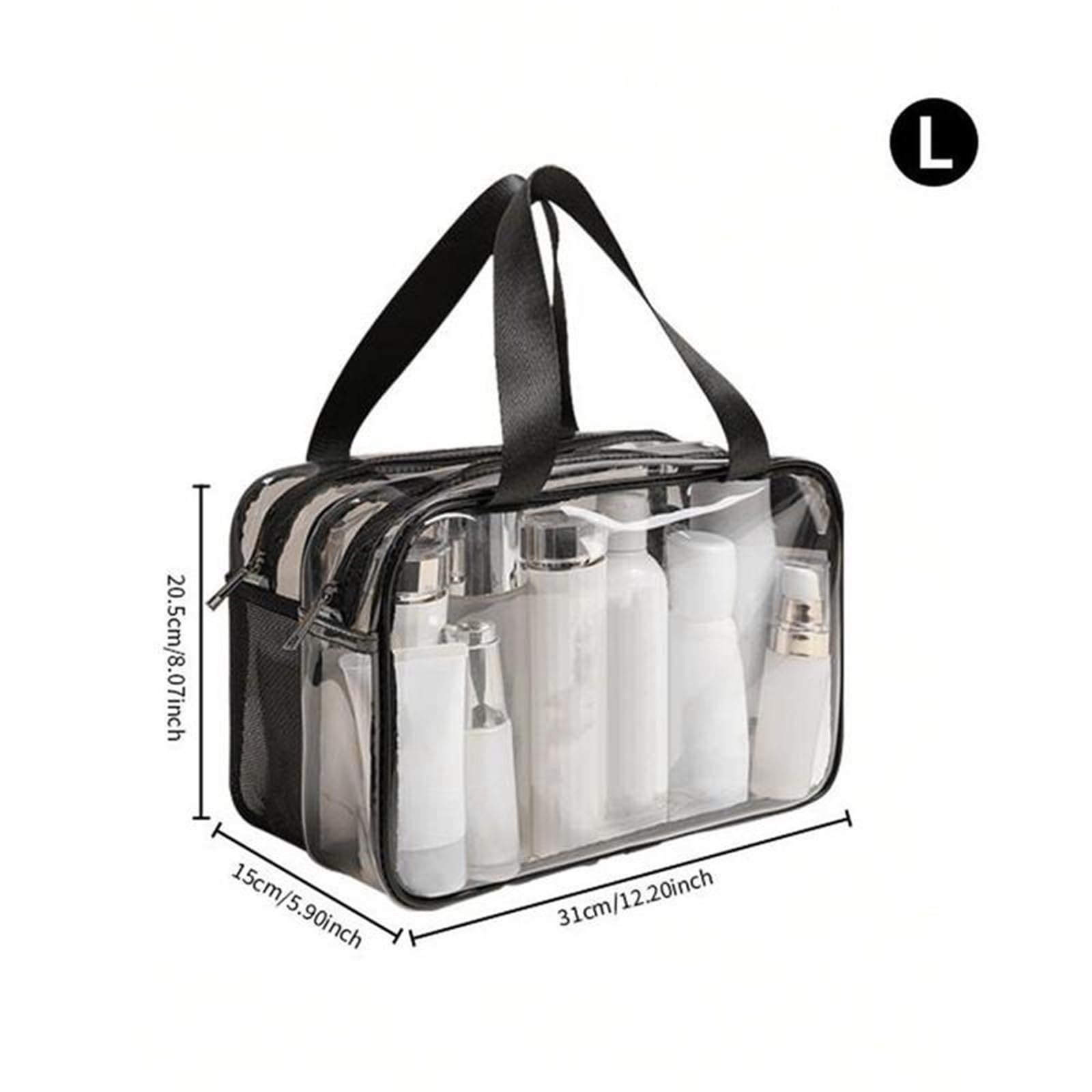 Borsa da toilette trasparente for donne e uomini, grande borsa da viaggio portatile for il trucco, borse cosmetiche 2 strati beauty case(Clear)