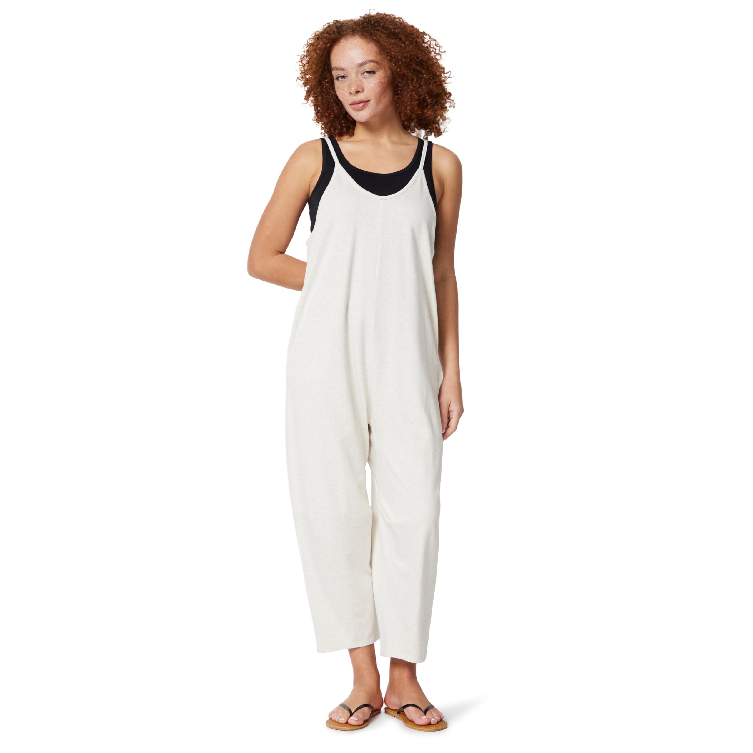 Amazon Essentials Women's Oversized-Fit Sleeveless Jumpsuit, Oatmeal Heather, XX-Large