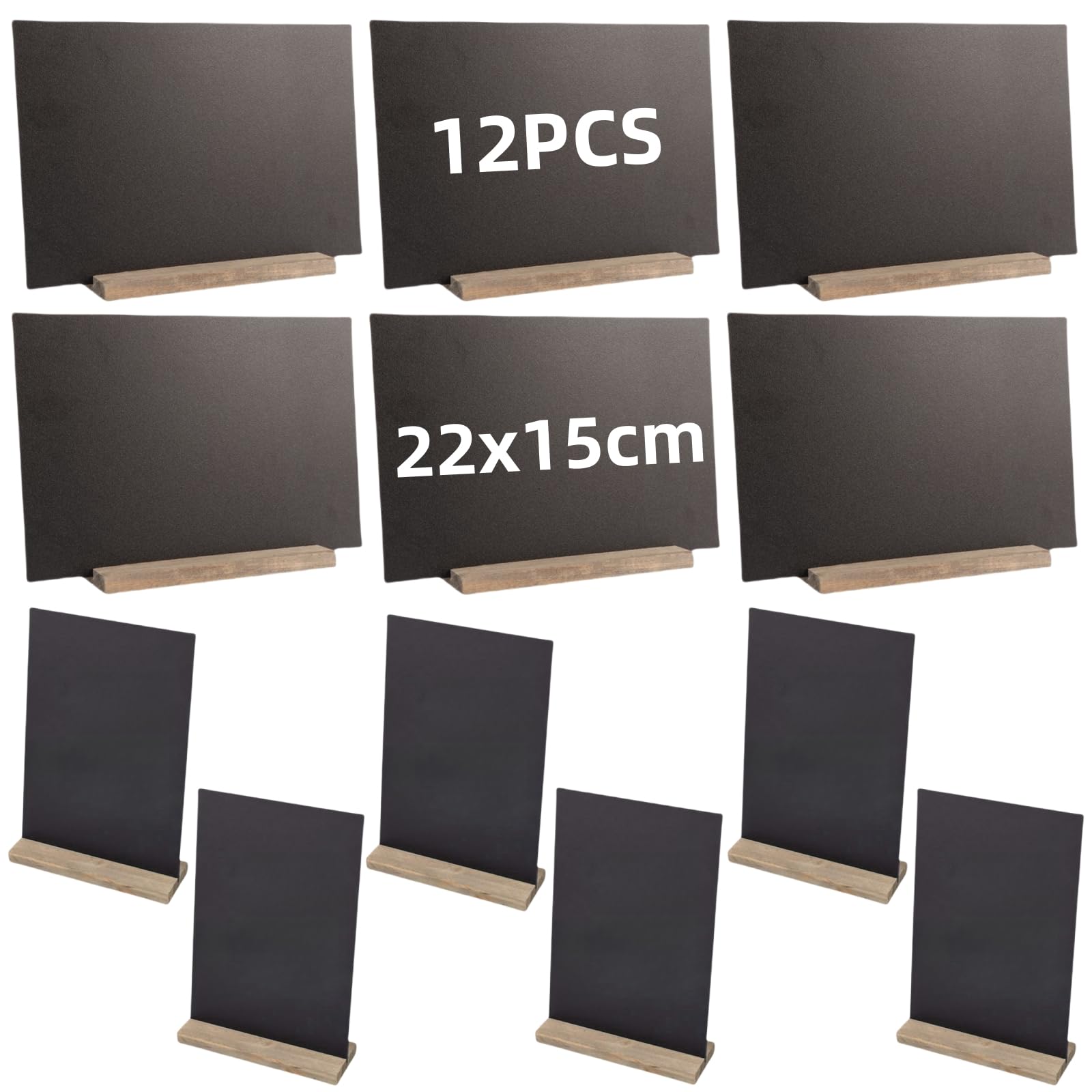 Confezione da 6 piccole lavagne nere con supporto, 15,2 x 22,9 cm, lavagna double face, mini lavagne da tavolo con supporto in legno, per matrimoni, feste di compleanno, buffet