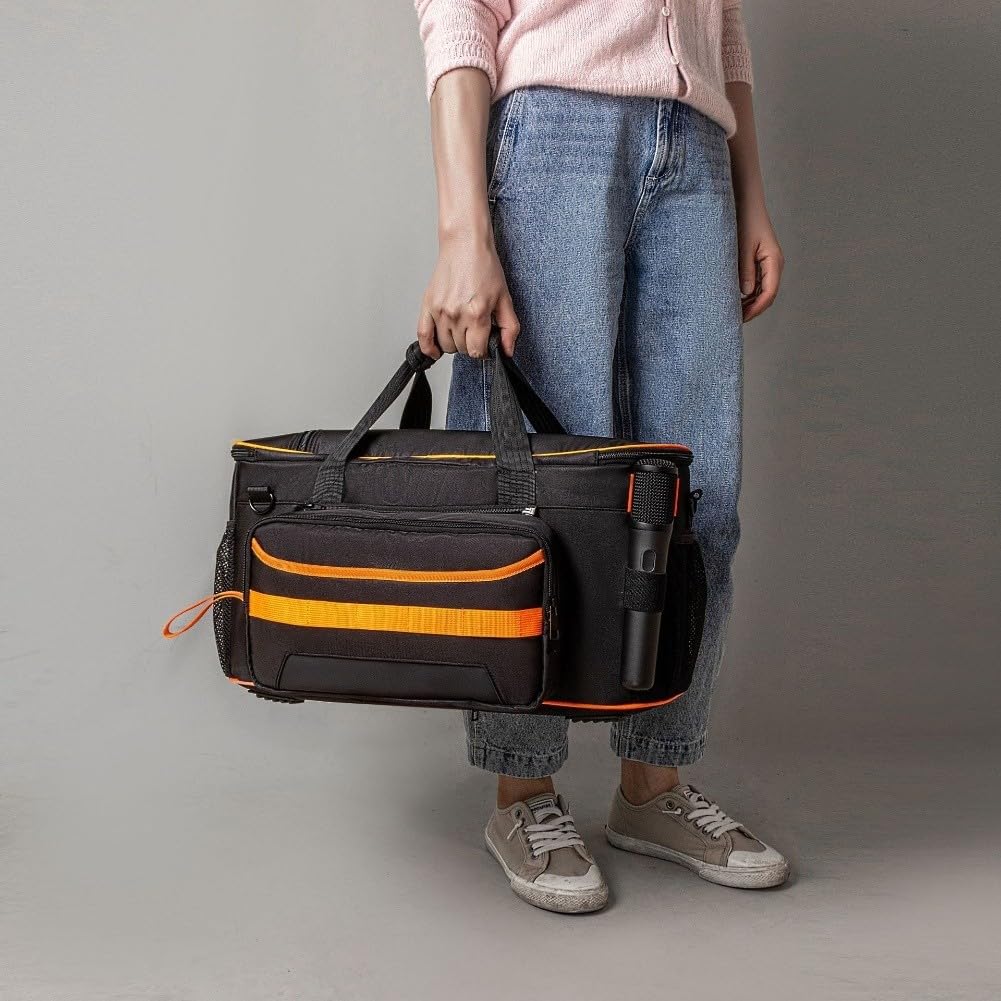 Étui de transport pour enceinte JBL Party Box On-The-Go 2 — Sac fourre-tout de voyage en tissu Oxford avec bandoulière réglable, compatible avec haut-parleur + accessoires