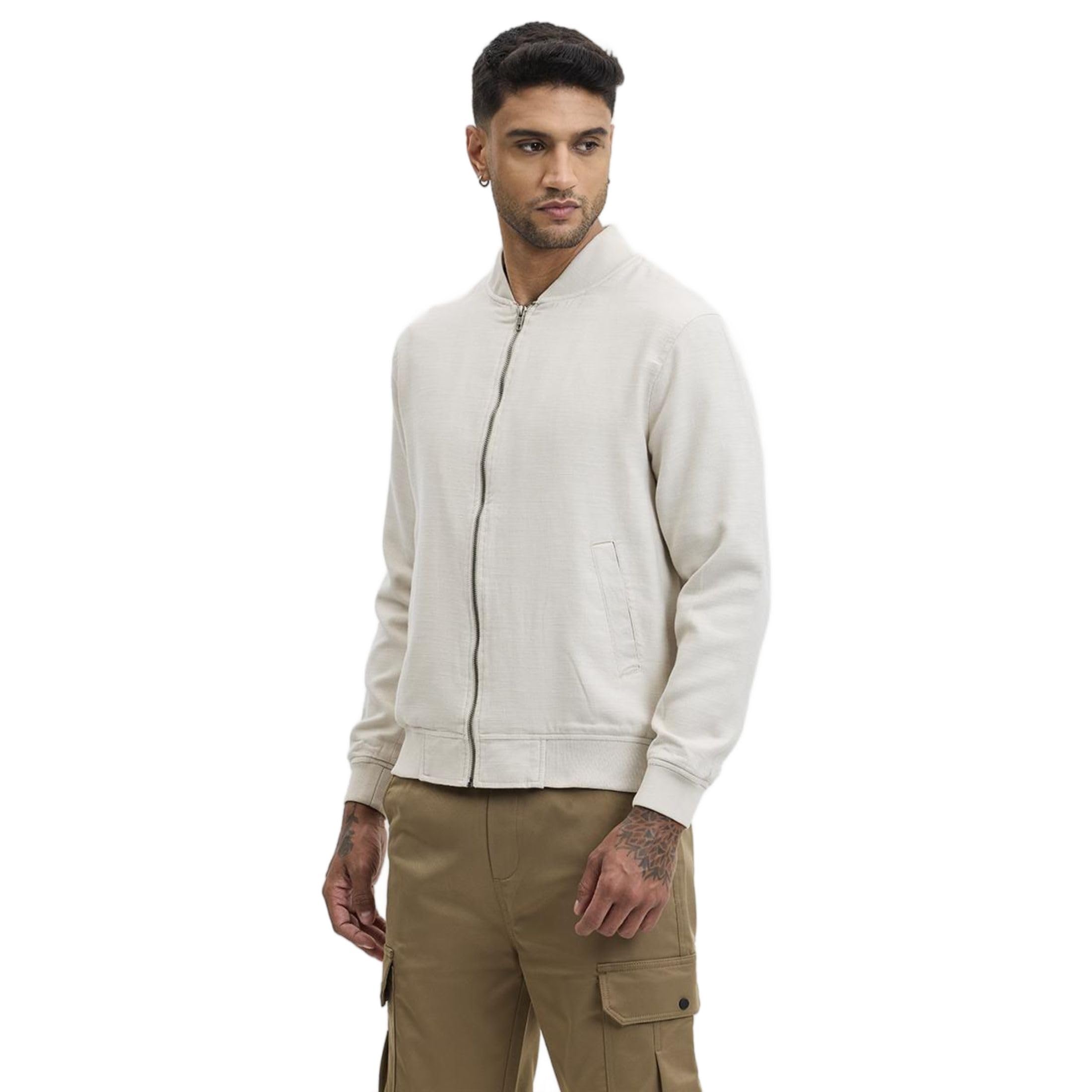 Men's Cotton Standard Textured Relaxed Fit Jacket-image-46