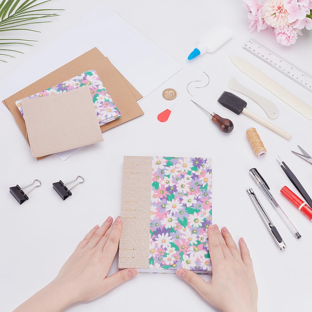 WEBEEDY Kit de Reliure de Journal 58 Pcs de Création de Reliure Fleurie A5 de Création de Livre Complet avec Fil, Aiguilles à Coudre, Papier, Outil de Pliage de Papier pour Adultes, 15X21cm