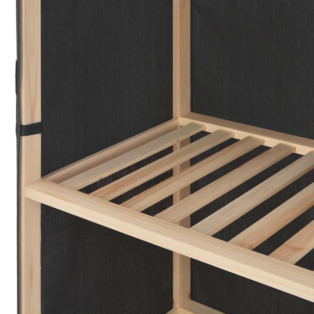 Kleiderschrank Grau 110 x 40 x 170 cm Stoff mit Schiebetüren, Mehrzweck Organizer für Schlafzimmer, Flur, Kinderzimmer, mit Kleiderstange, Regalen und Stauraum