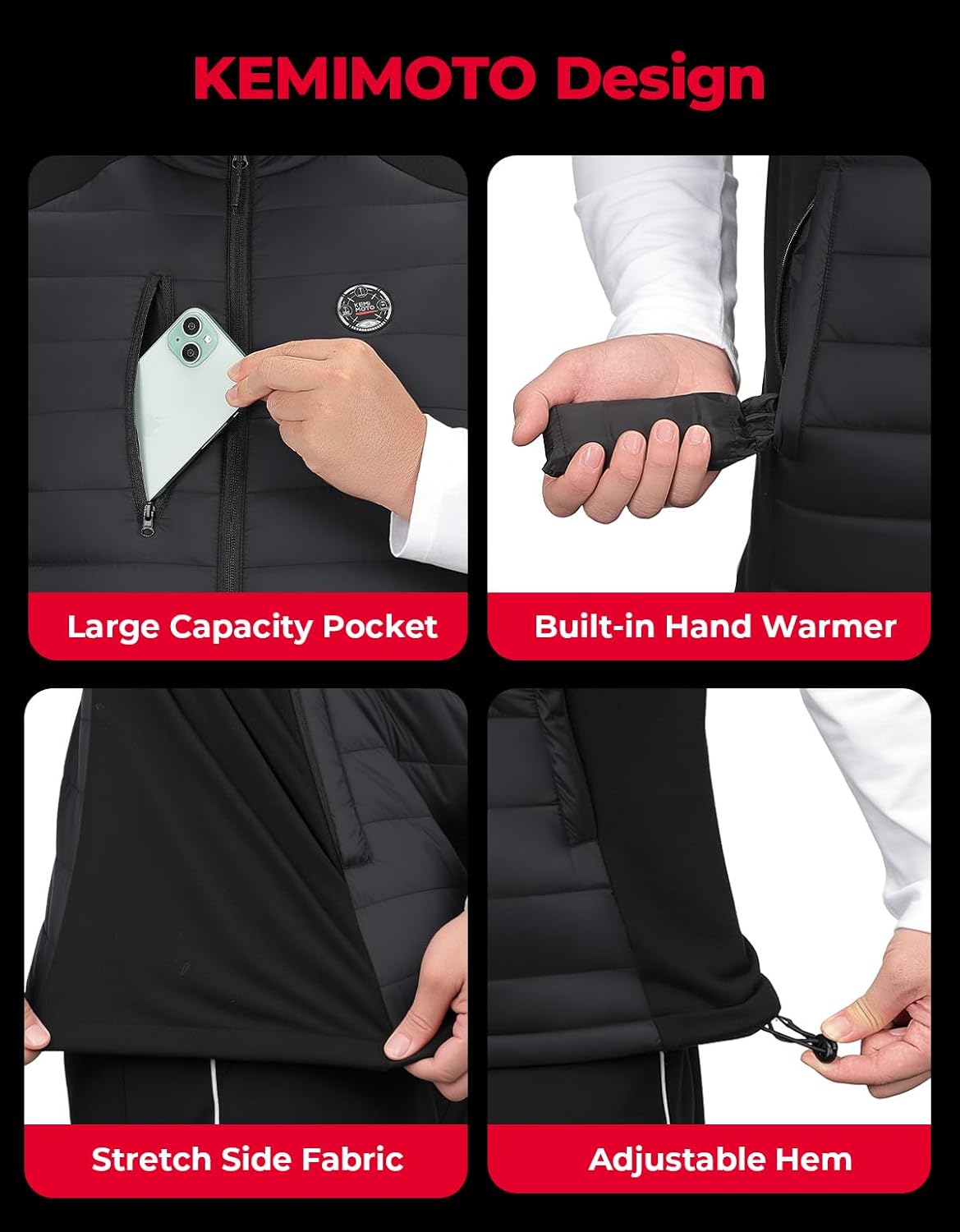 KEMIMOTO Heated Vest for Men Women,10000mAh Battery Pack Charging, Hand & Neck Warmers,for Hunting, Golf, Cycling - Image 4