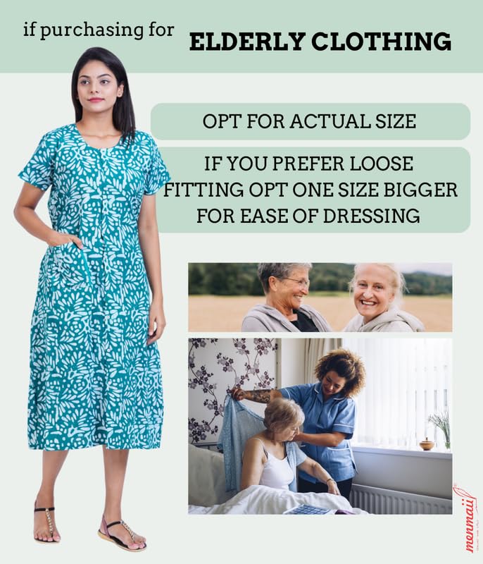 Image of MENMAII Women's [L-4XL] Full Open /Front Buttoned [a Kind of Adaptive Clothing] Multipurpose Nighty for Maternity /Pregnancy /Elderly /Patient /Feeding /Hospital Purpose Nighty Calf Length