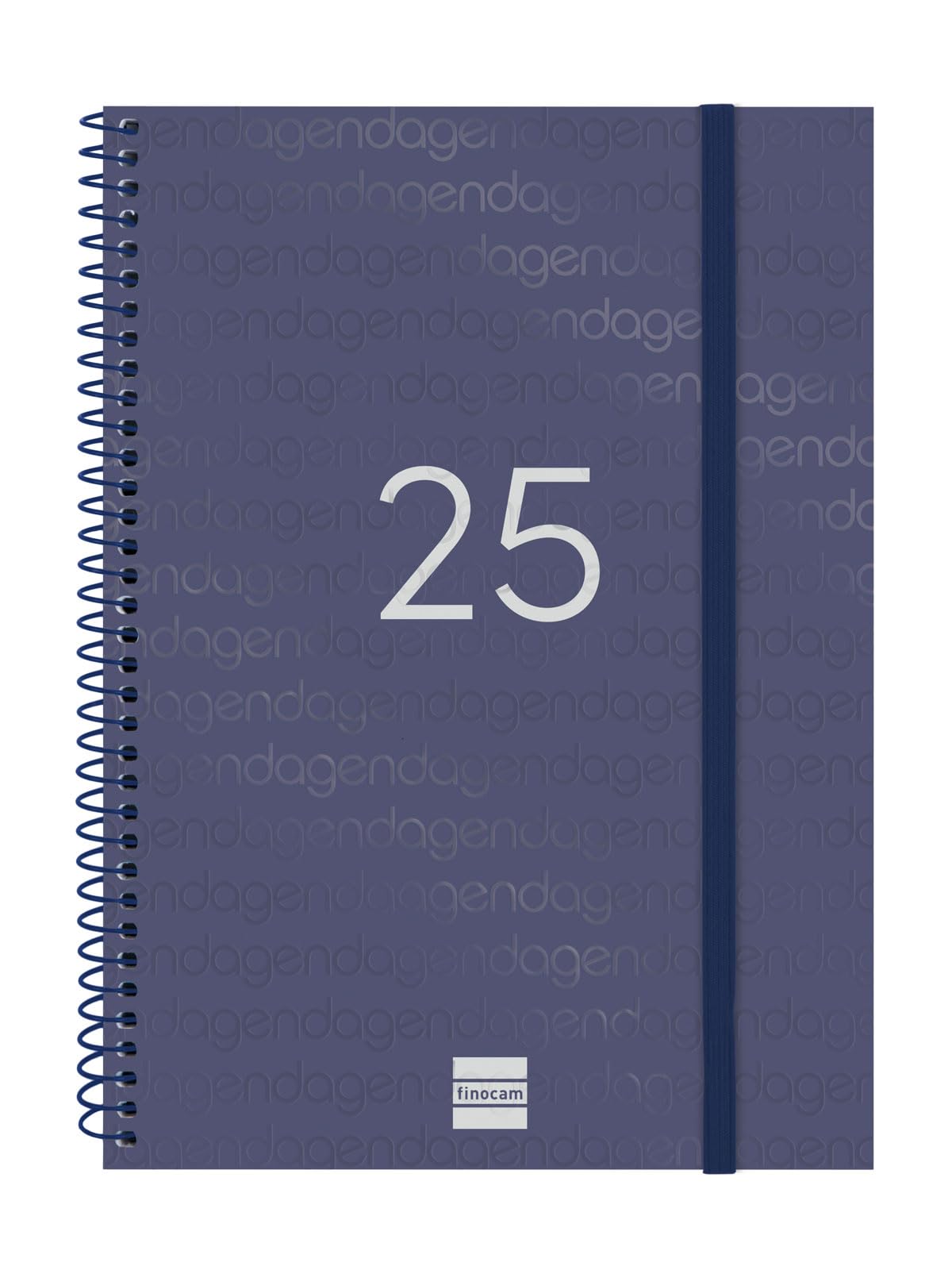 Finocam - Agenda Espiral Year 2025 Semana Vista Horizontal Enero 2025 - Diciembre 2025 (12 meses) Azul Español