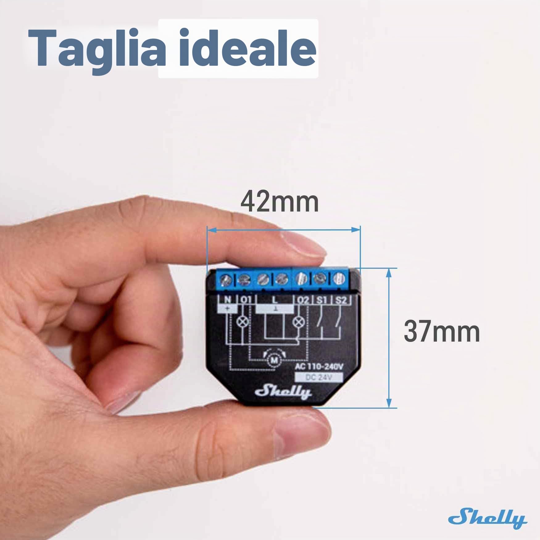 Shelly Plus 2PM, Interruttore a Relè 16A, Wi-Fi e Bluetooth, Misuratore di Potenza & Plus 1, Relè interruttore intelligente, Wi-Fi & Bluetooth, Contatti a potenziale zero