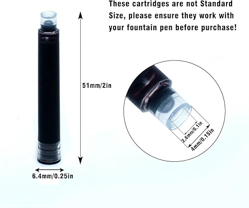 Miniatura 2 de Bociyer - 60 cartuchos de repuesto de tinta para pluma estilográfica, cartucho de tinta estándar internacional, diámetro de 0.102 in, tinta negra