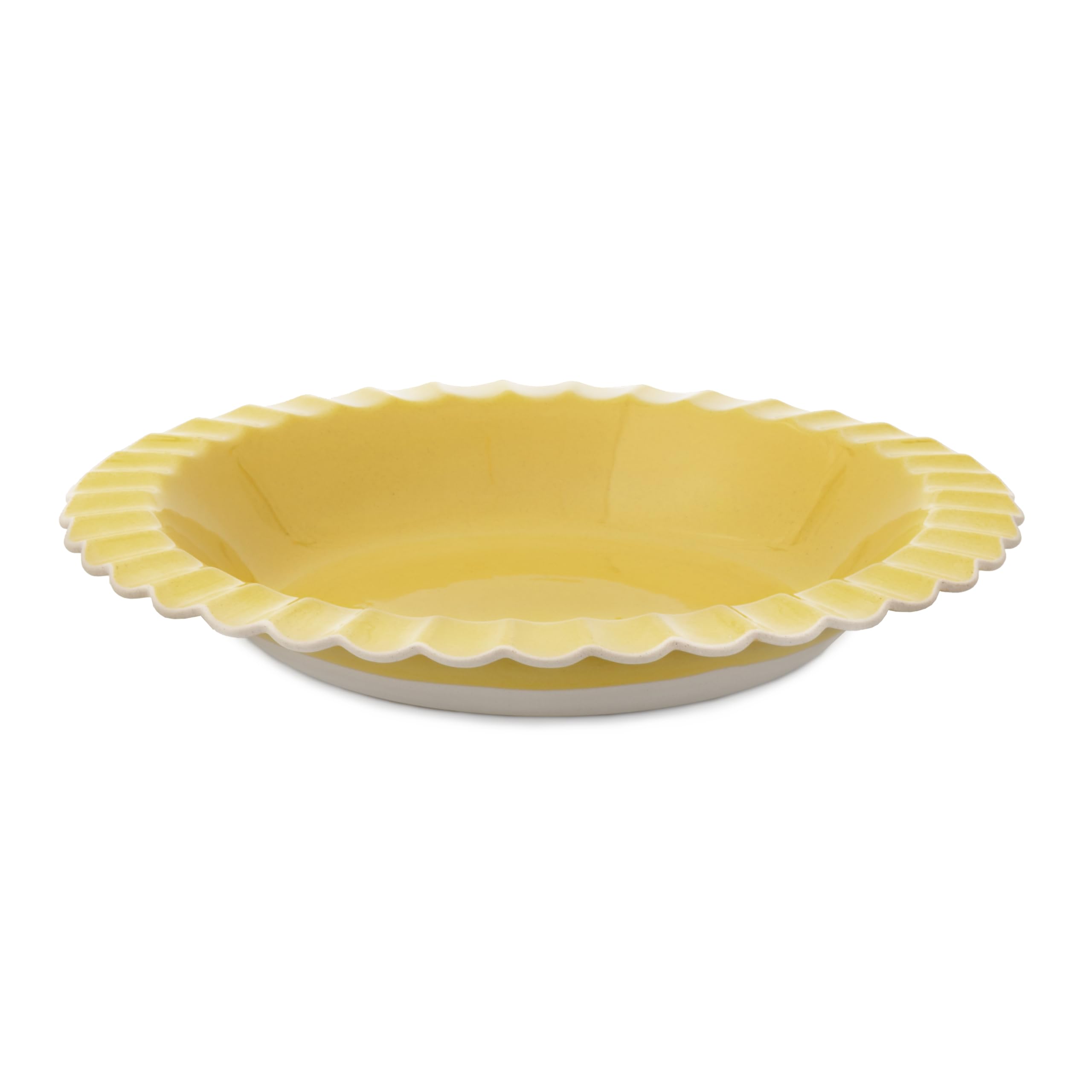 Jamie Oliver Big Love Super Server, Große Steingutschüssel mit Wellenkante, für Pasta & Salate, spülmaschinen- und mikrowellengeeignet, Gelb, 34x5cm