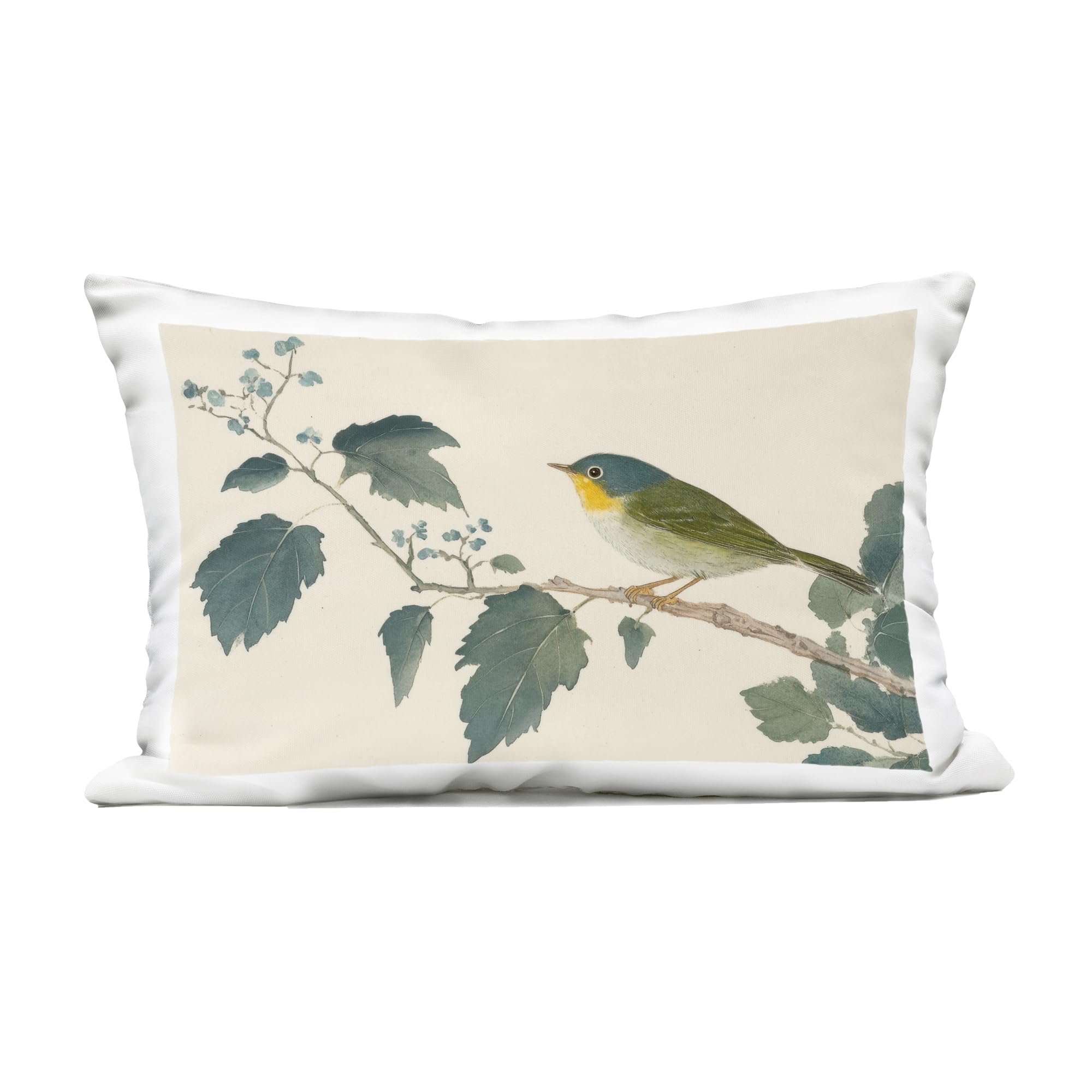 Stupell Industries Blue Bird and Leaves Outdoor Printed Pillow, design by Petal Prints Design