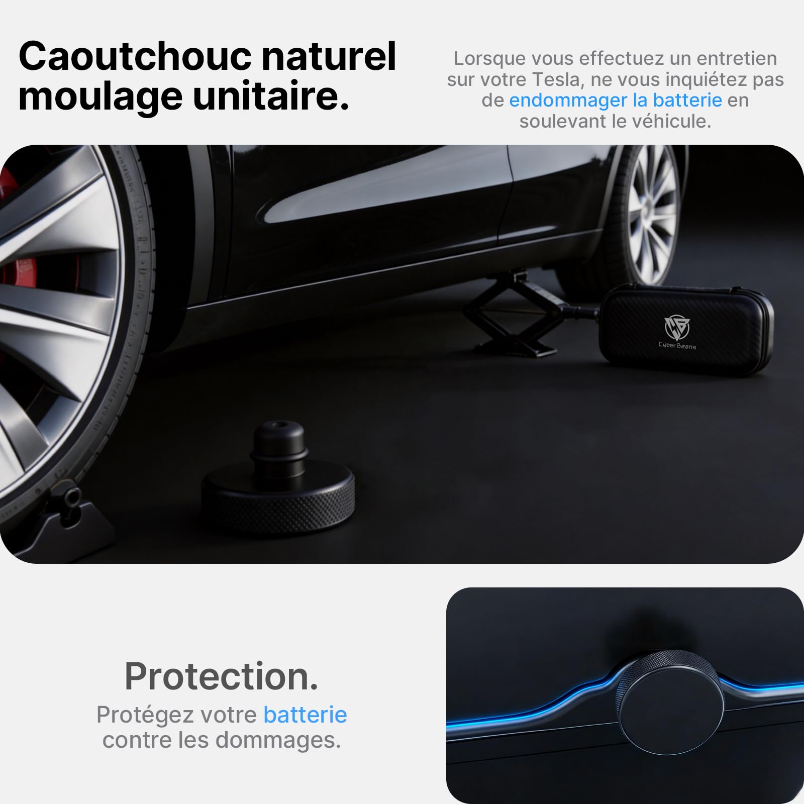 Lot de 4 Plots de Levage pour Tesla Model S 3 X Y (2016-2025 et 2026 Highland/Juniper) Tampons en Caoutchouc pour Cric avec Boîte de Rangement