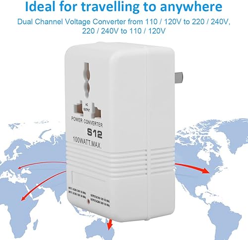 Miniatura 5 de Convertidor de voltaje 110120 V a 220240 V 100 W de doble canal CN enchufe adaptador elevador portátil