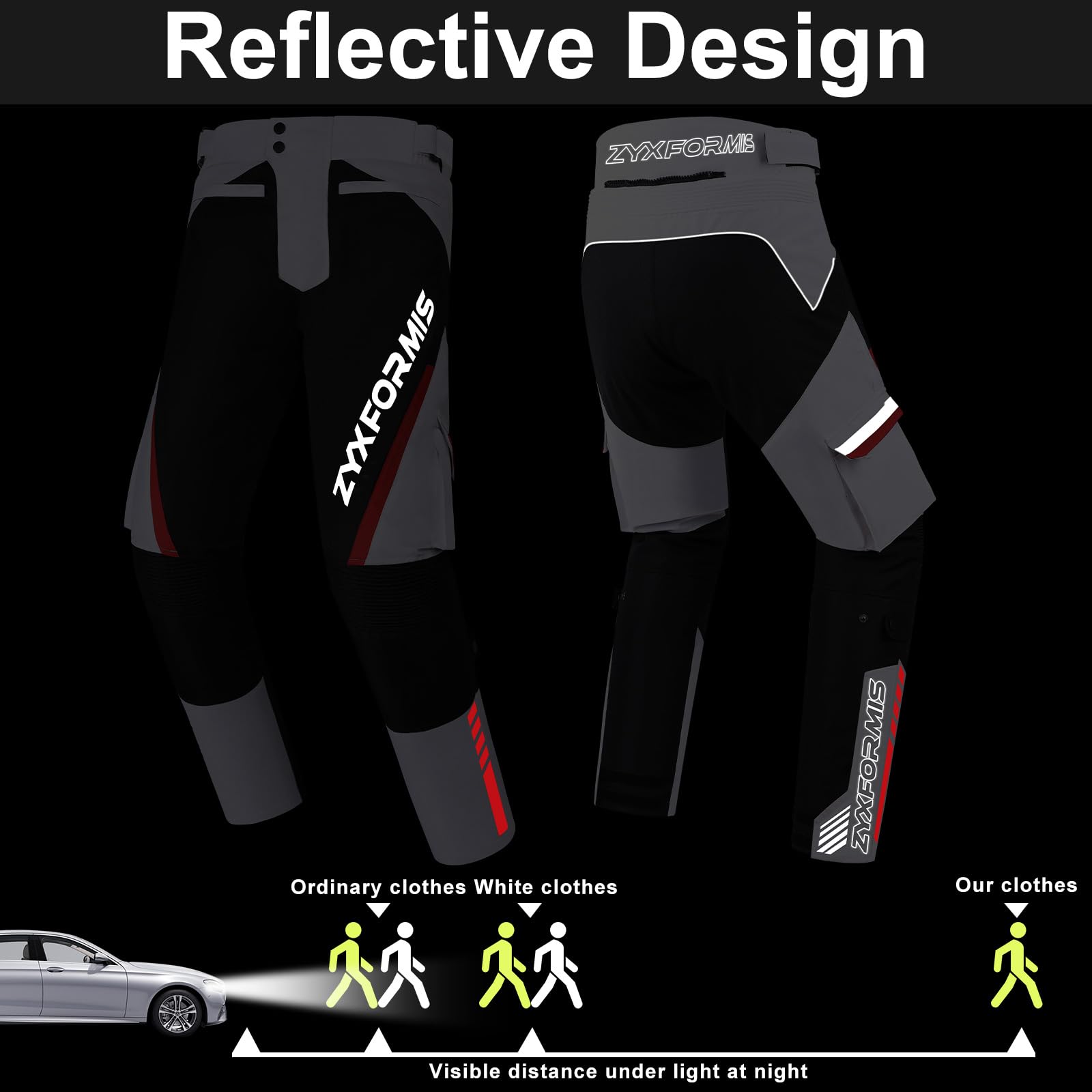 Pantalones Moto Hombre con Proteger Almohadillas, Impermeable a Prueba de Viento Motocicleta Pantalones protección con Forro Interior Desmontable