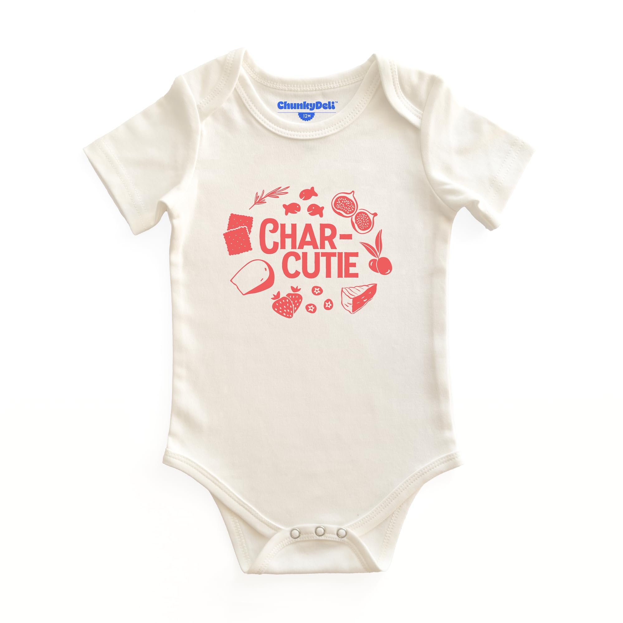 Chunky Deli Char-cutie Cotton Short Sleeve Bodysuit | Gender Neutral Foodie Baby Jumper, Pregnancy Announcement, Housewarming
