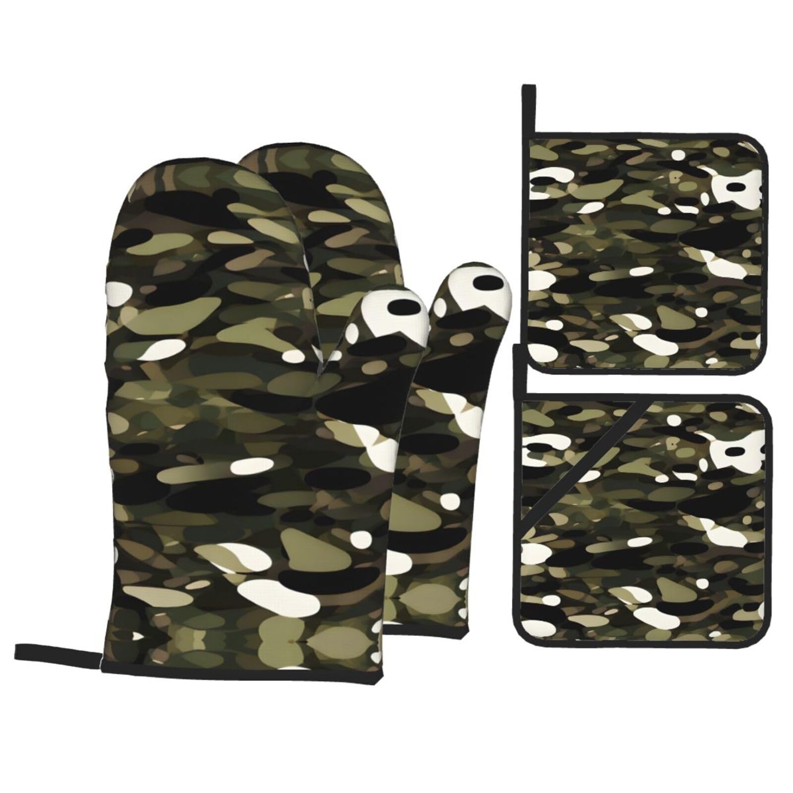 Abstract Camouflage Print Oven Microwaving Waterproof Kitchen Gloves for Baking Grilling Holiday Cooking