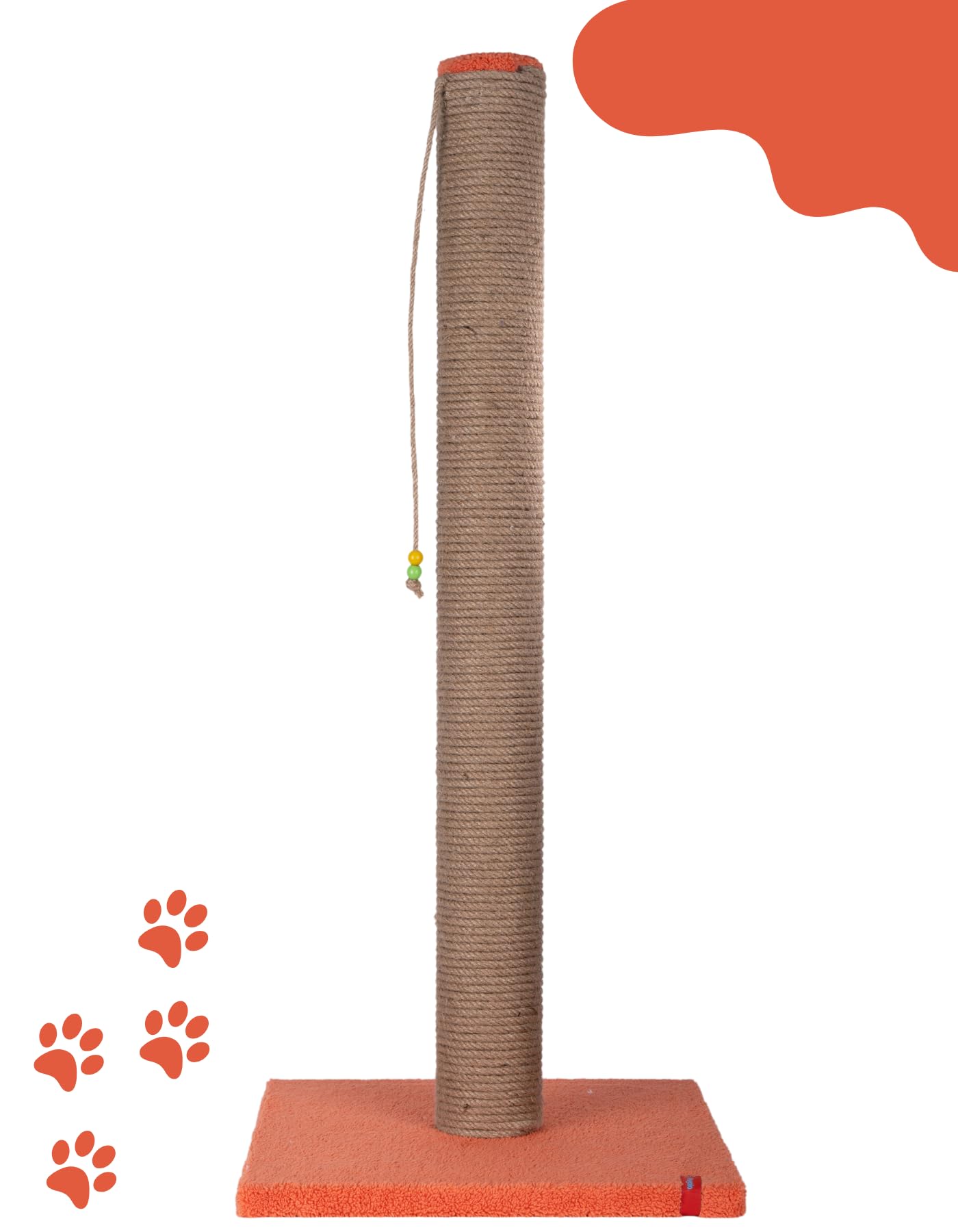 90cm Catnipli Kalın Borulu Dev Tırmalama Tahtası (Turuncu)