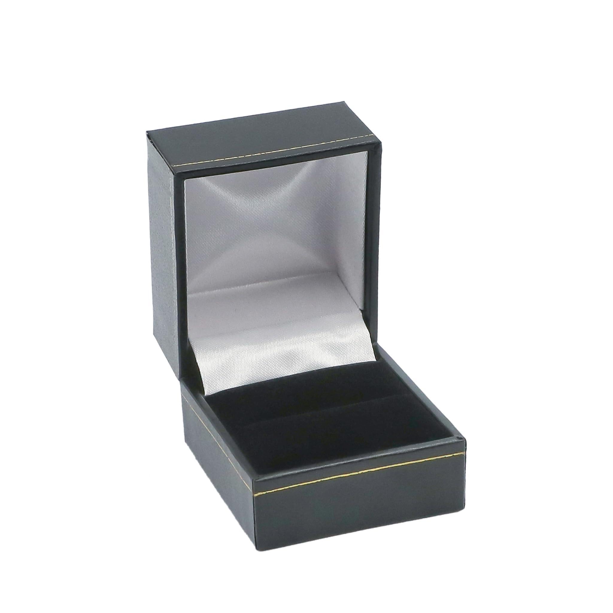 Noble Pack Eco-Friendly Ring Box – C. Black Jewellery Gift Box with Leatherette & Paper-Covered Exterior, Gold Accent, Velvet Insert & Satin Lined Lid – Luxury Wedding Ring Box for Engagement & Gift