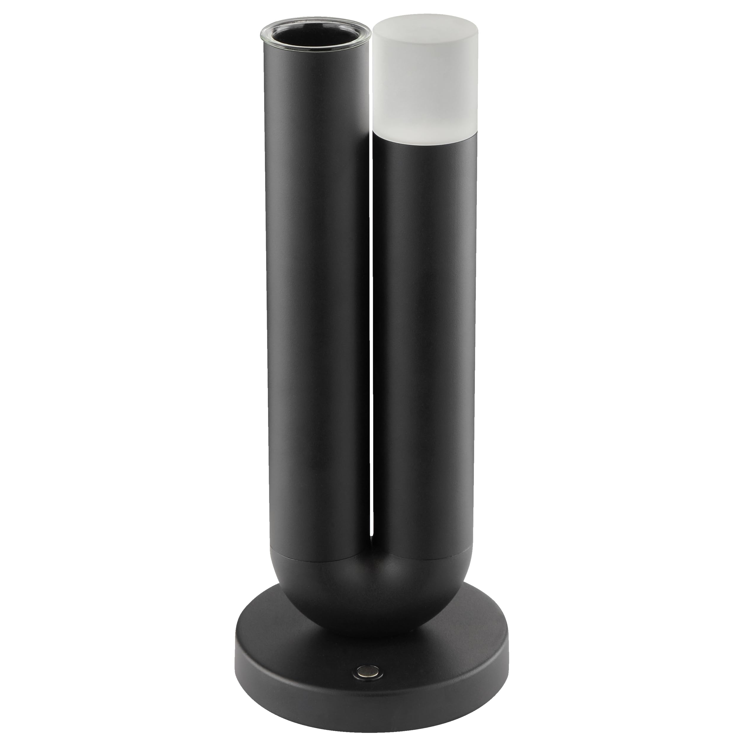 Lightbox LED Tischleuchte mit integrierter Vase, 250 lm, 2700 K, Höhe 27 cm, 3 Stufen dimmbar, Akkubetrieb, induktiv und per USB ladbar, Aluminium Acryl, schwarz, für Wohnzimmer, Balkon, Terrasse